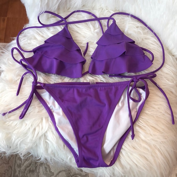 Victoria's Secret Other - Victoria’s Secret purple ruffle string bikini
